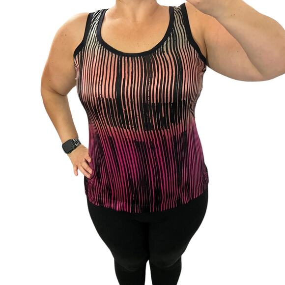 The Limited MEDIUM Ombre Vertical Patterned Mixed Material Tank - Picture 2 of 8
